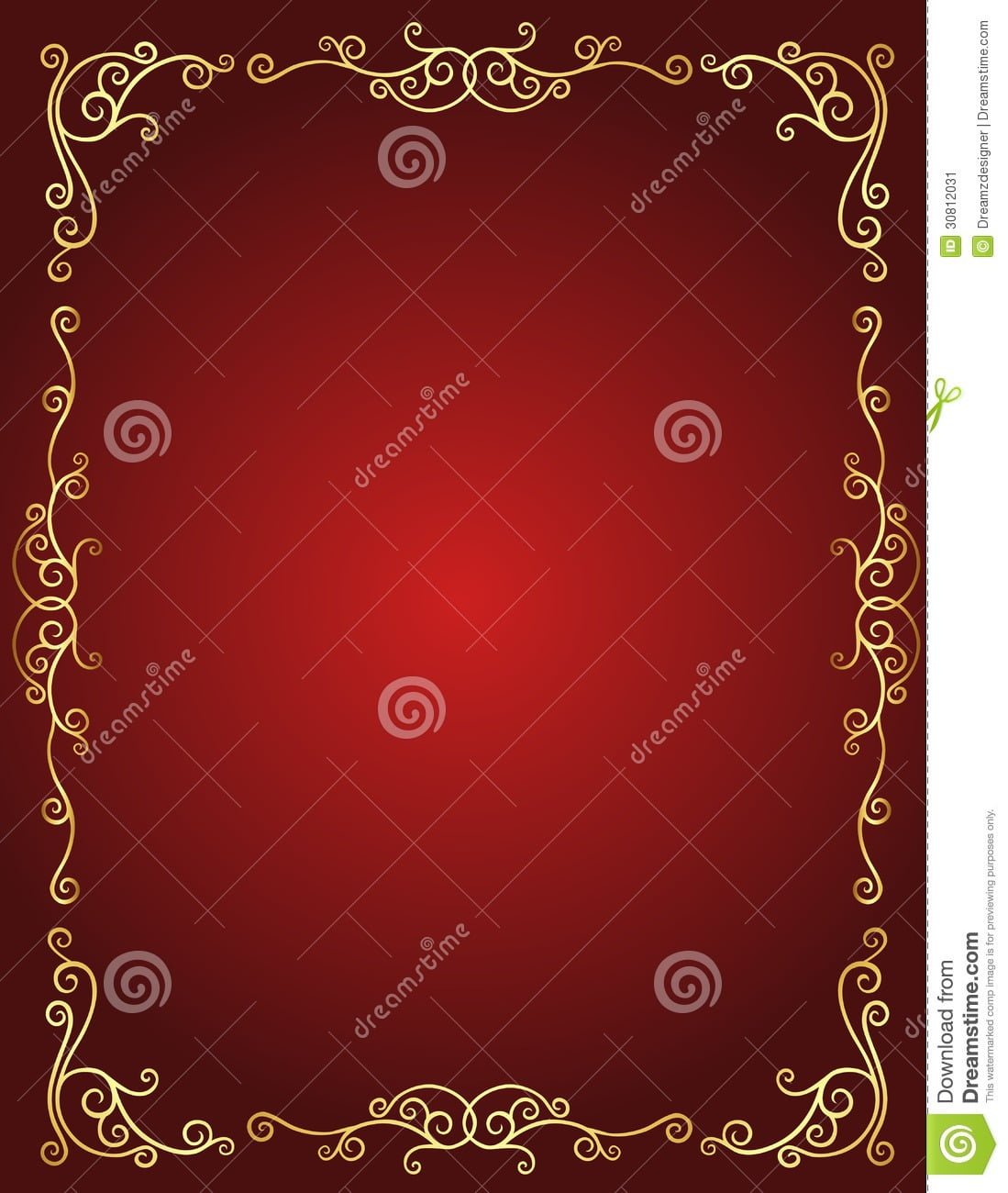 Wedding Invitation Border In Red And Gold Stock Vector