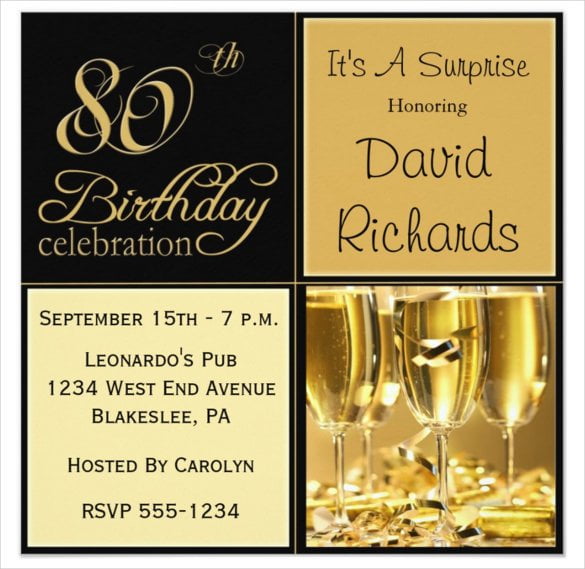 80th Birthday Invitation Templates Free