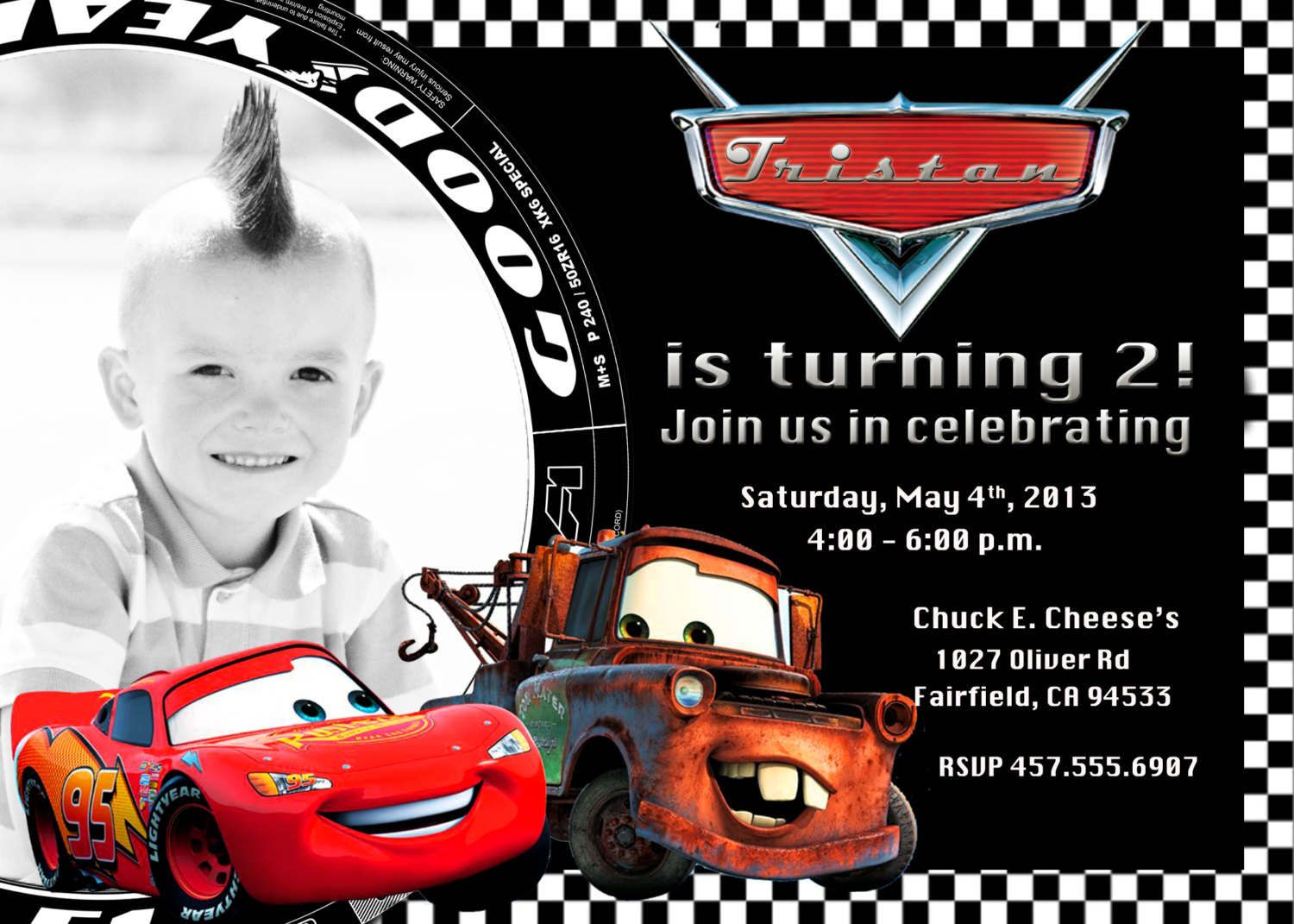 Free Printable Disney Cars 2 Birthday Invitations