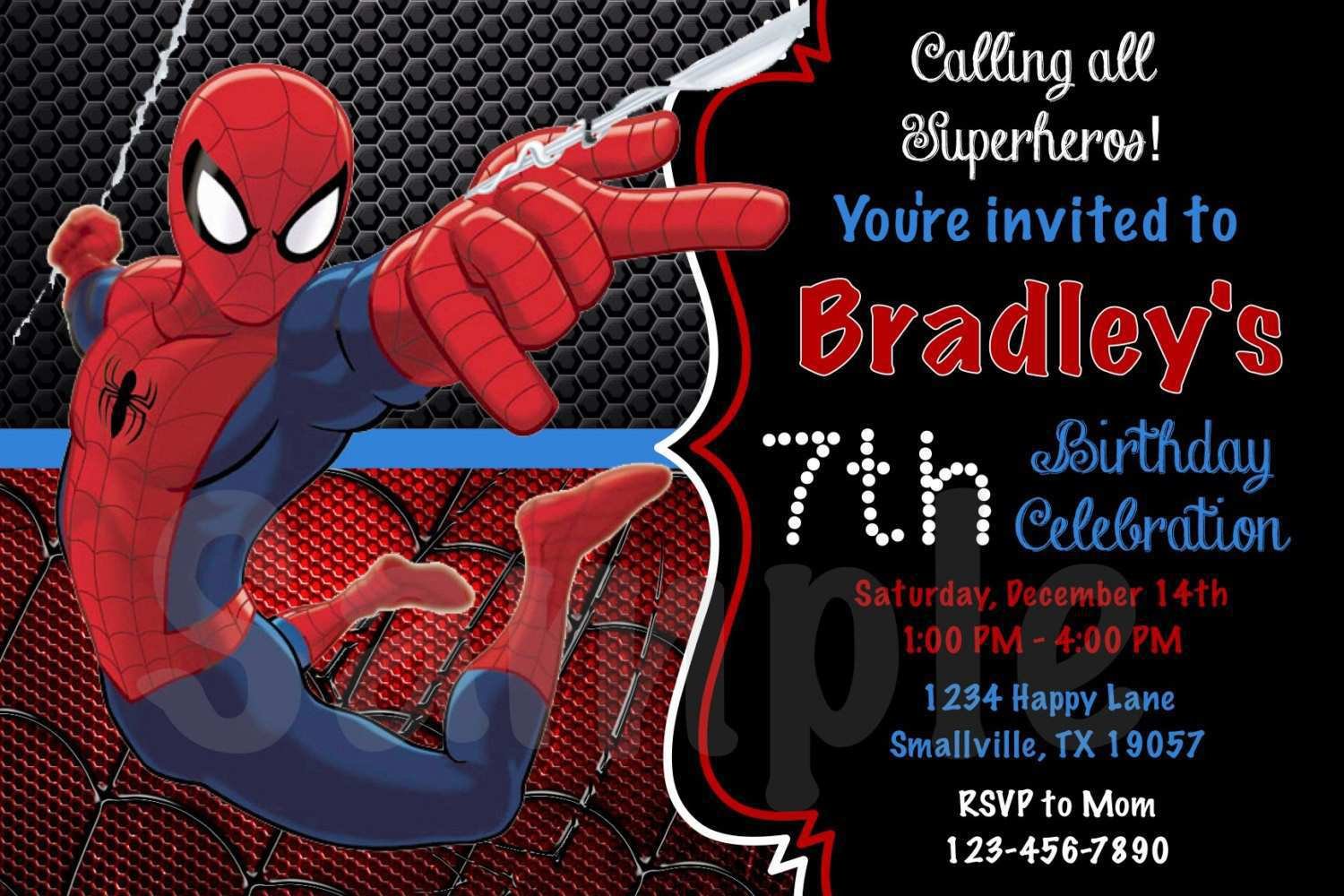 Amusing Spiderman Birthday Invitations Design Unique Free Editable