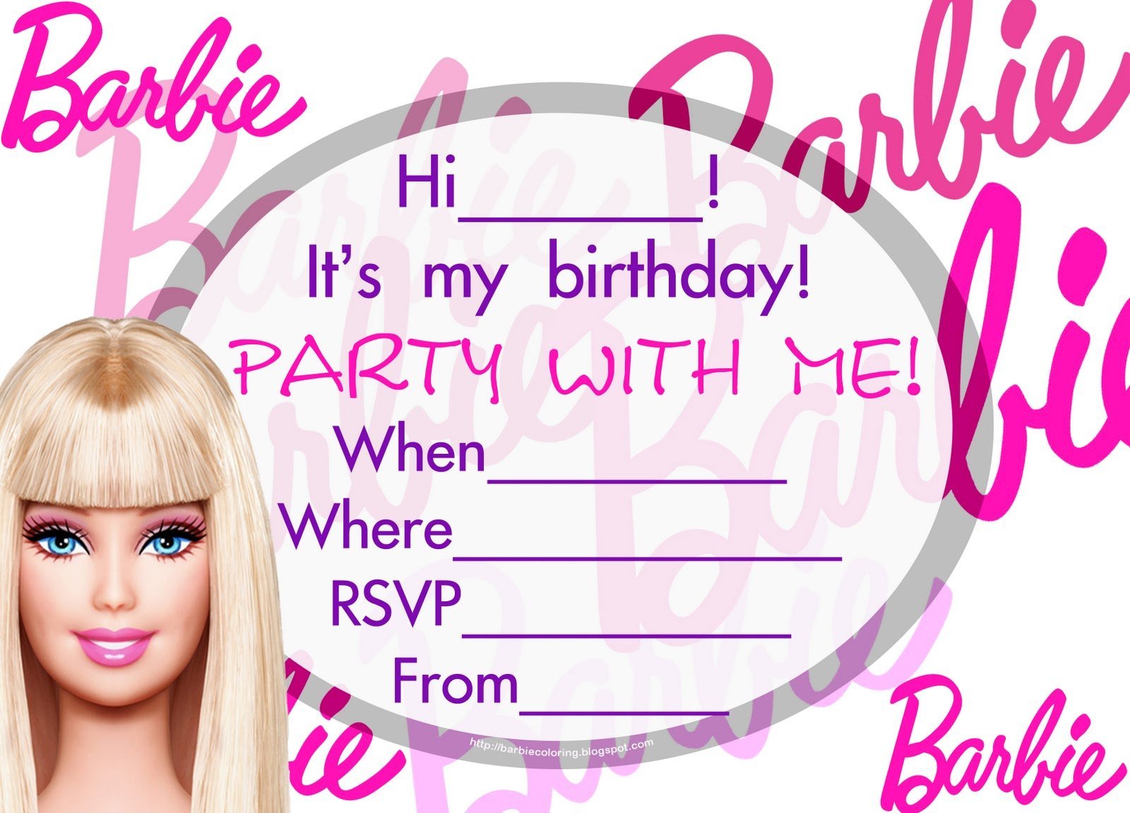 Barbie Birthday Invitations Templates Margie S Pins Invitationorb Com
