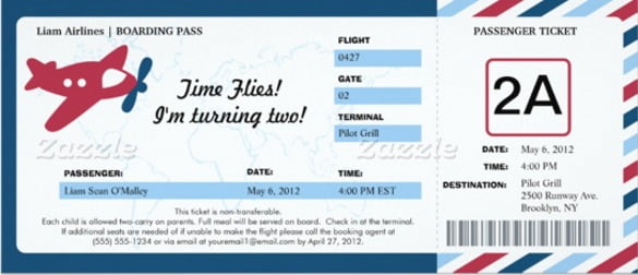 Boarding Pass Birthday Invitation Template Free