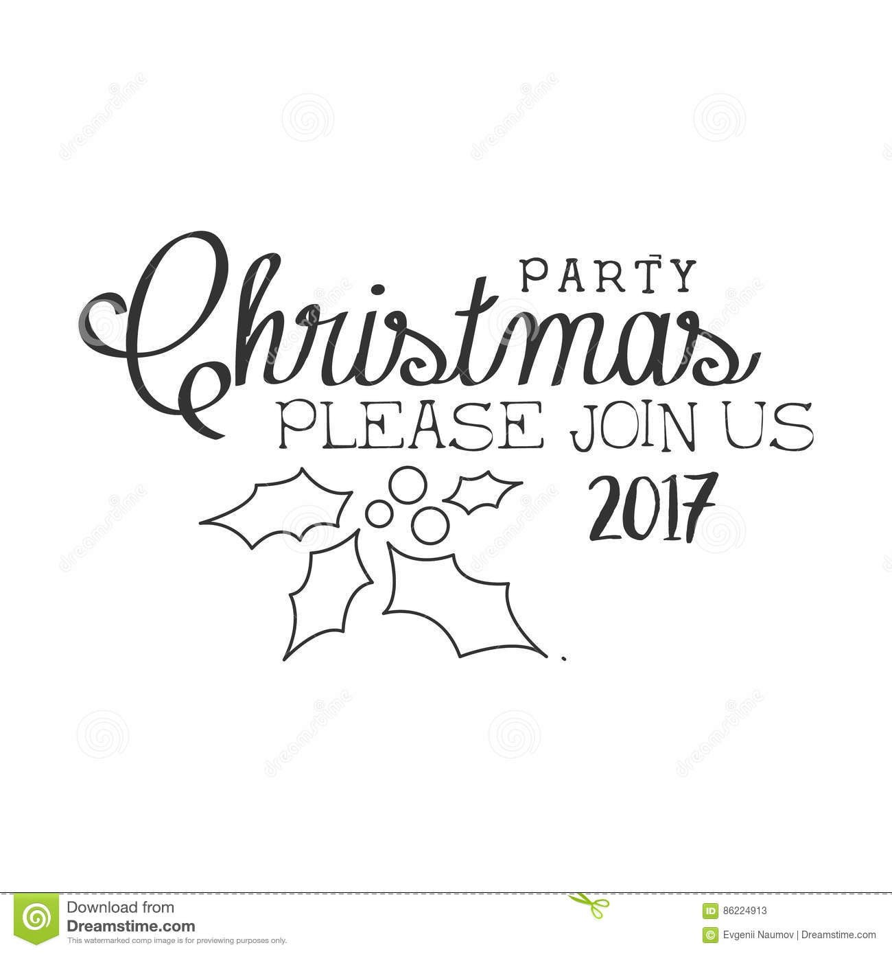 2017 Christmas Party Black And White Invitation Card Design