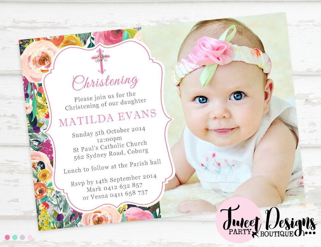 Christening Invitation For Baby Girl   Christening Invitation