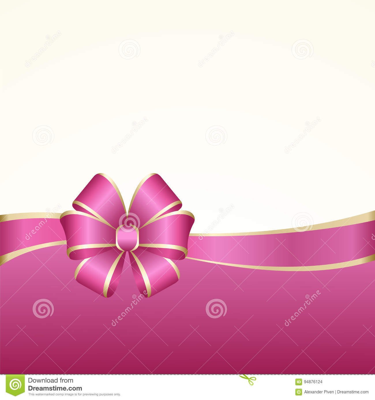 Gift Card With Pink Ribbon And A Bow  Invitation