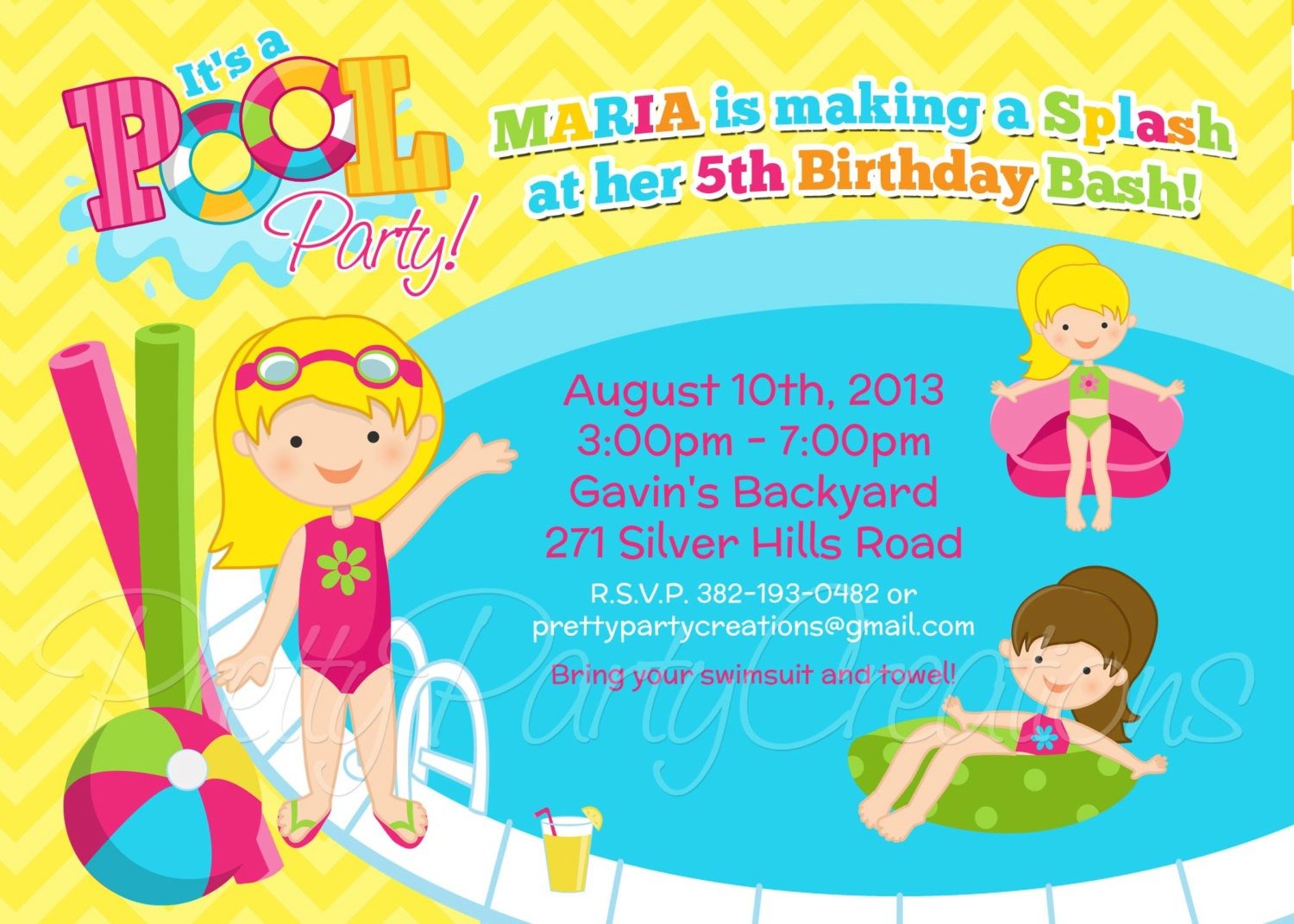 Girl Pool Party Invitation Awesome Birthday Invitation Pool Party