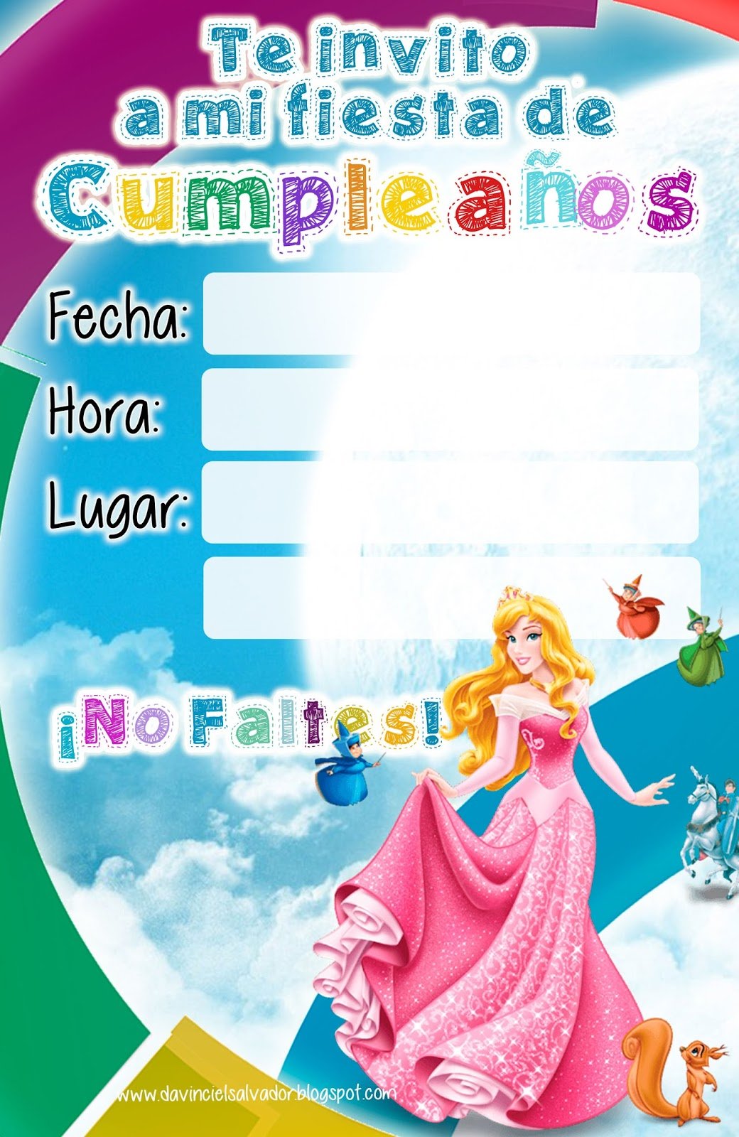 Descarga Gratis! InvitaciÃ³n De CumpleaÃ±os De La Bella Durmiente