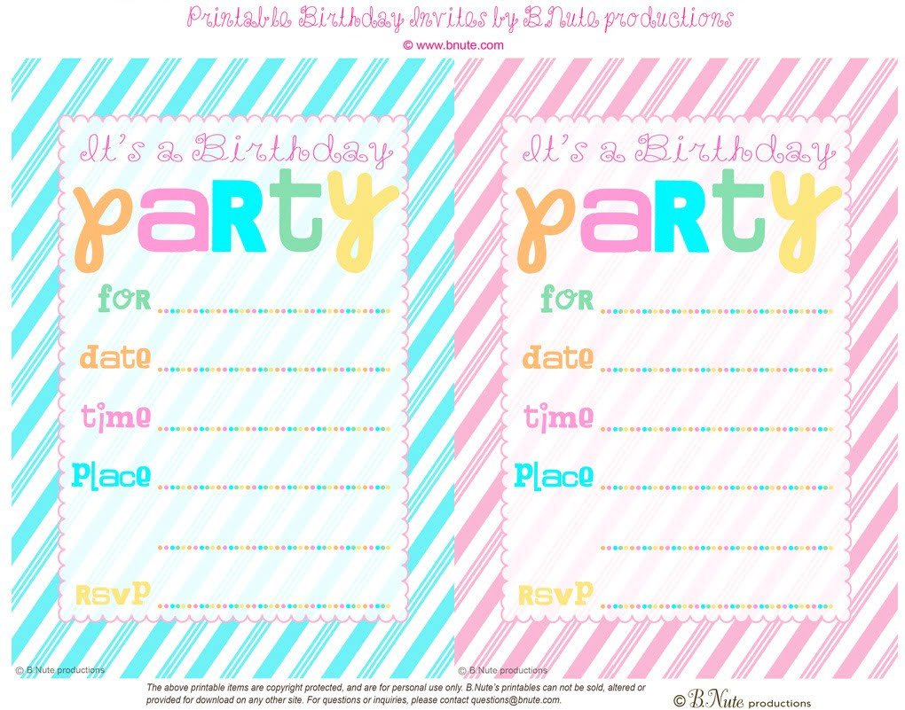 Birthday Party Invitation Cards Free Printable Â» Invitation Card Ideas