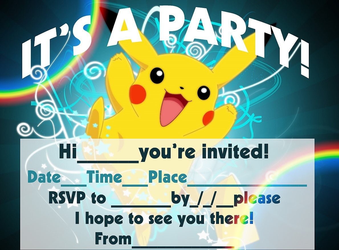 Printable Pokemon Birthday Invitations Mind Blowing Simple.