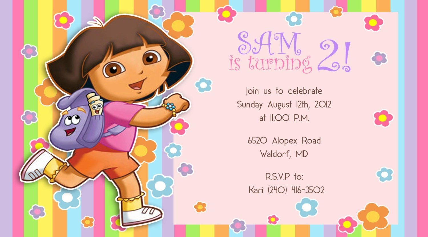 Free Dora Invitation Templates