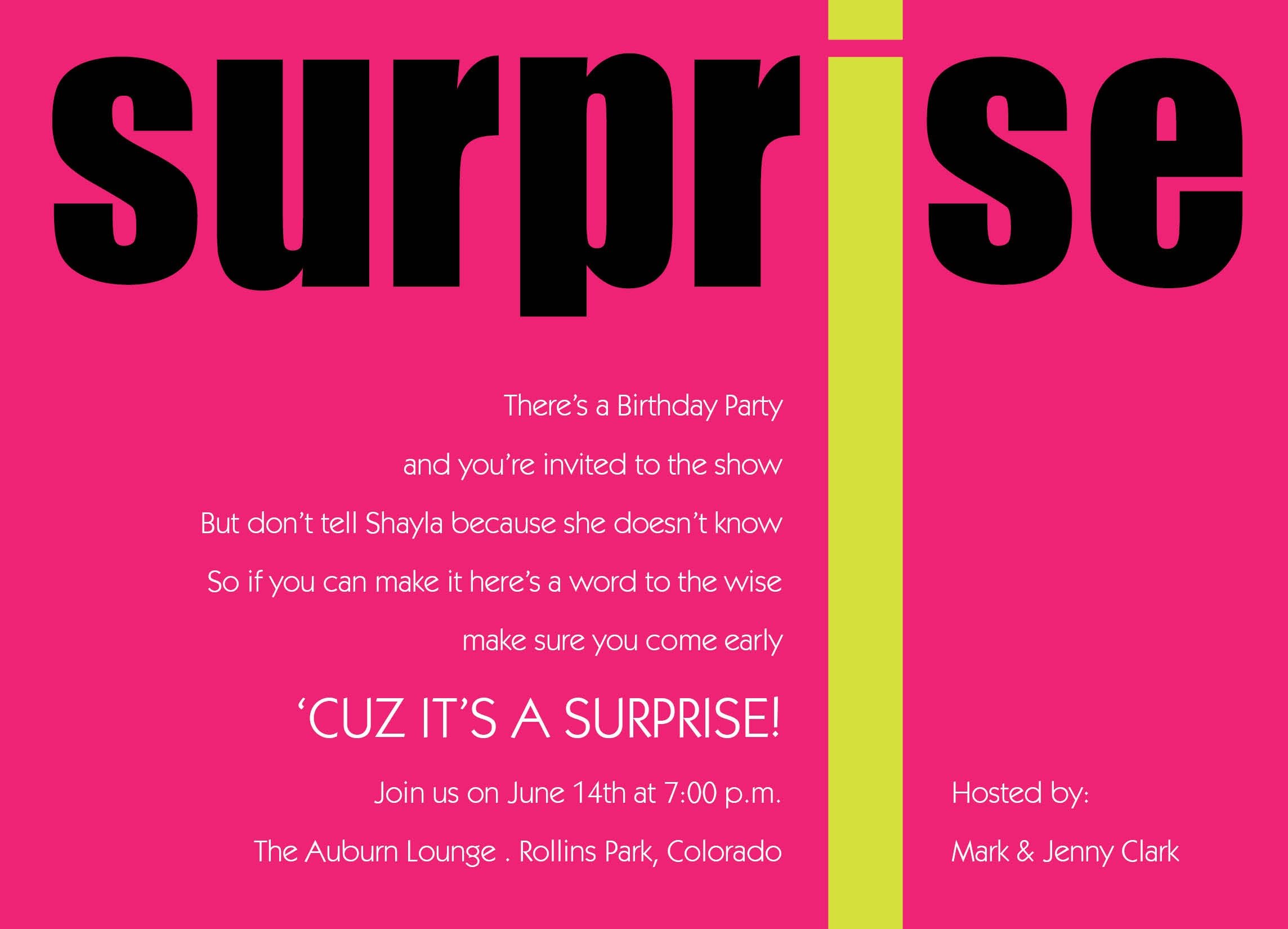 Invitation  Free Surprise 50th Birthday Party Invitations