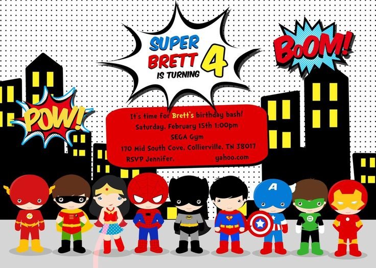 Superhero Party Invitations Elegant Superhero Birthday Invites