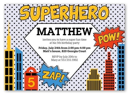 Unique Superhero Party Invites